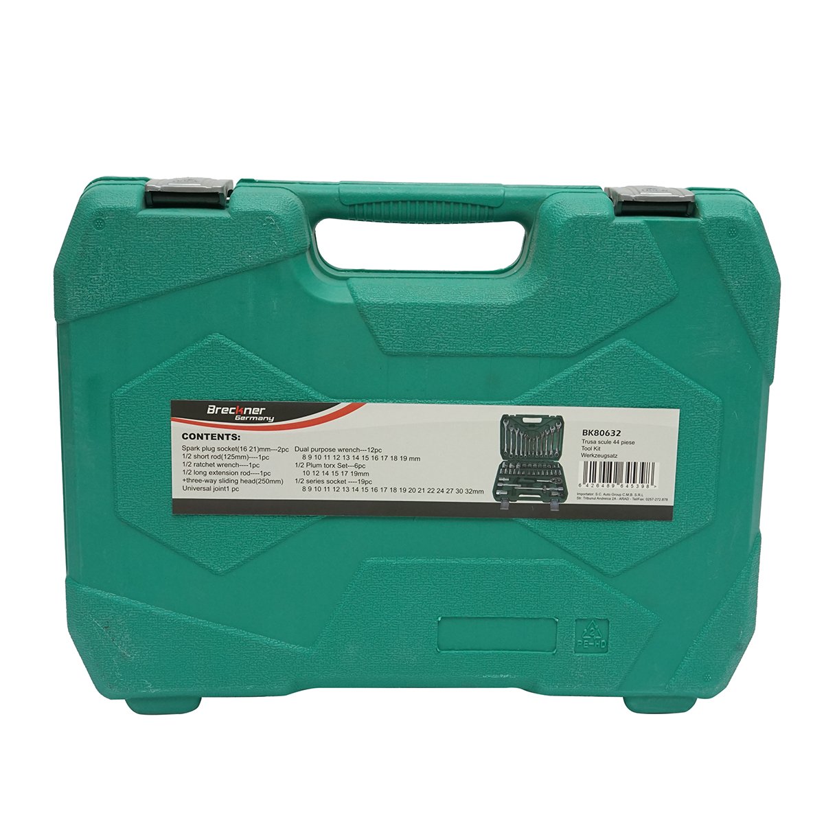 Trusa chei tubulare combinate 8-32mm si chei fixe 8-19mm, 1/2 antrenor cu clichet 44 piese Breckner Germany